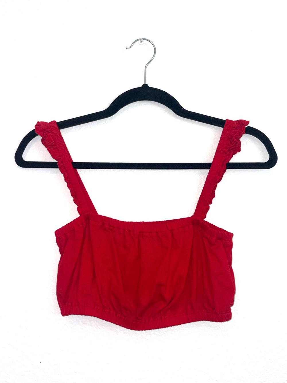 Aritzia•Wilfred •Amiens Red Smocked Ruffle Crop Cami Top XS